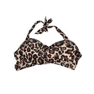 Tempt Me Bikini Top Womens L Leopard Print Push Up Halter Summer Beach Swim